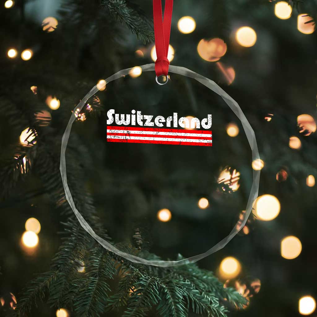 Vintage Switzerland Retro Distressed Graphic Crystal Glass Ornament Patriotic Swiss Heritage Pride Souvenir TS02 Print Your Wear