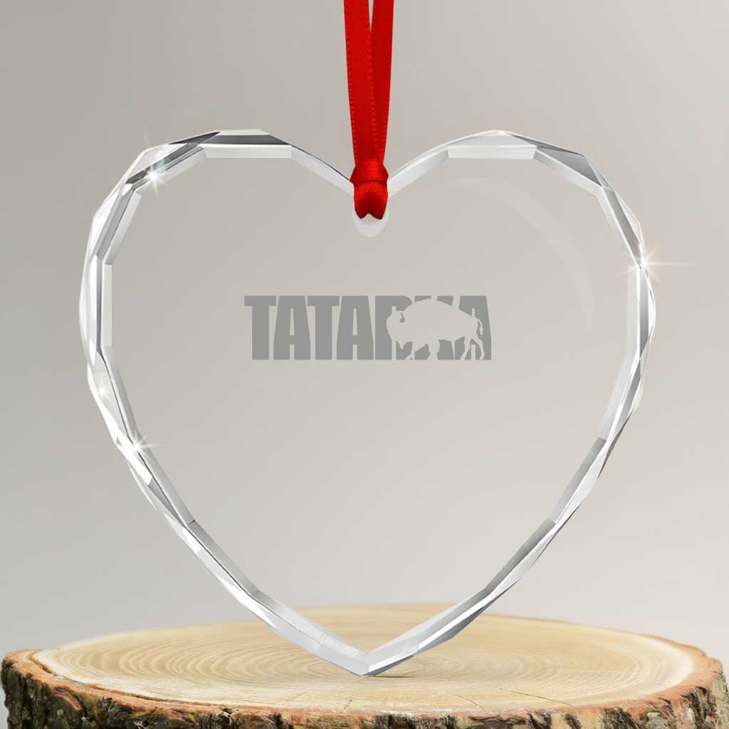 Vintage Tatanka Bison Heart Crystal Glass Ornament Native American Buffalo Graphic TS12 Transparent Glass 3'' Heart Print Your Wear