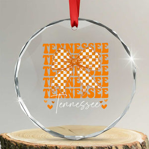 Vintage Tennessee Coquette Bow Crystal Glass Ornament Retro TN Orange Checkered Print US State TS10 Transparent Glass 3'' Circle Print Your Wear