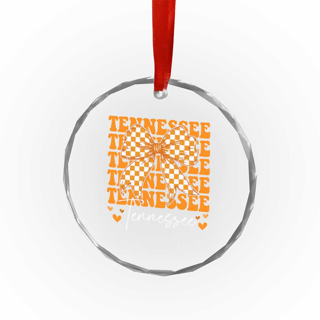 Vintage Tennessee Coquette Bow Crystal Glass Ornament Retro TN Orange Checkered Print US State TS10 Print Your Wear