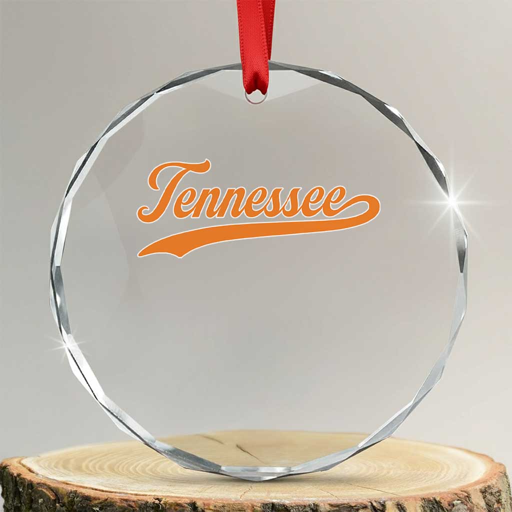 Vintage Tennessee Crystal Glass Ornament Classic TN Orange Print Retro Vintage TS10 Transparent Glass 3'' Circle Print Your Wear