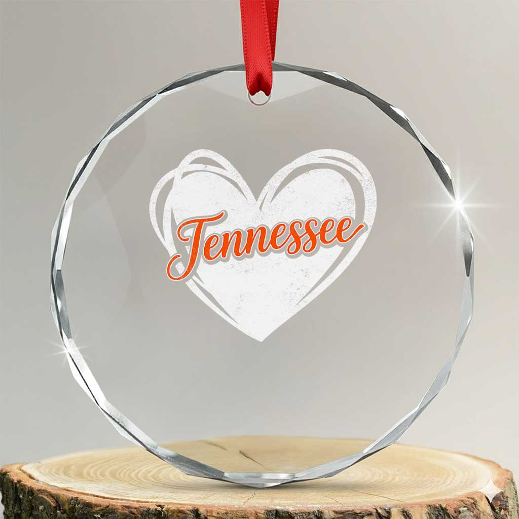 Vintage Tennessee Crystal Glass Ornament Heart Graphic TN Orange US State TS10 Transparent Glass 3'' Circle Print Your Wear