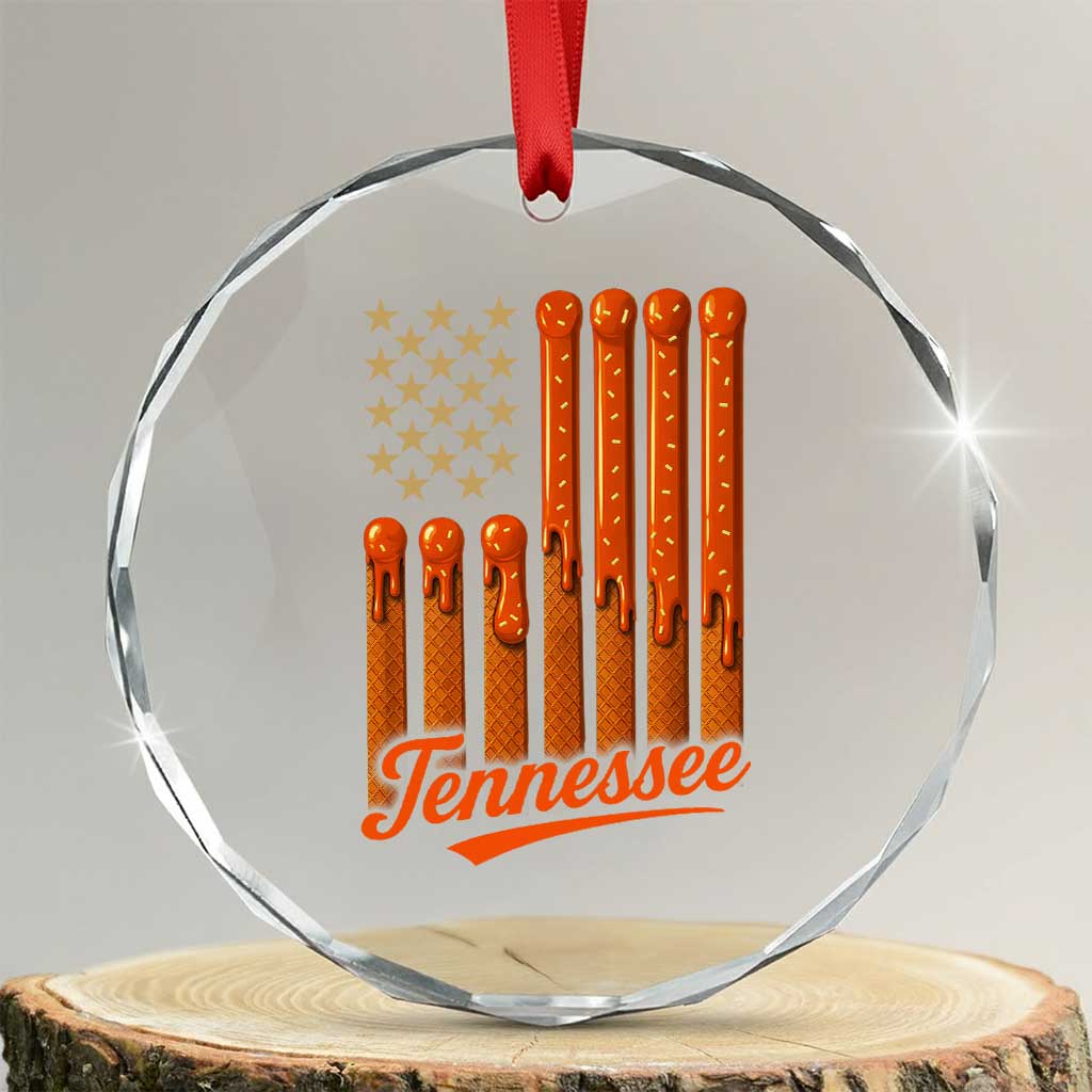 Vintage Tennessee Crystal Glass Ornament Orange Dripping Flag Vintage State Pride Sports Fan Patriotic TS10 Transparent Glass 3'' Circle Print Your Wear