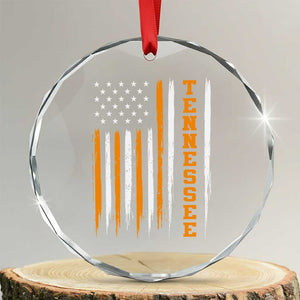 Vintage Tennessee Crystal Glass Ornament Retro Classic TN Orange Print Retro American Flag TS10 Transparent Glass 3'' Circle Print Your Wear
