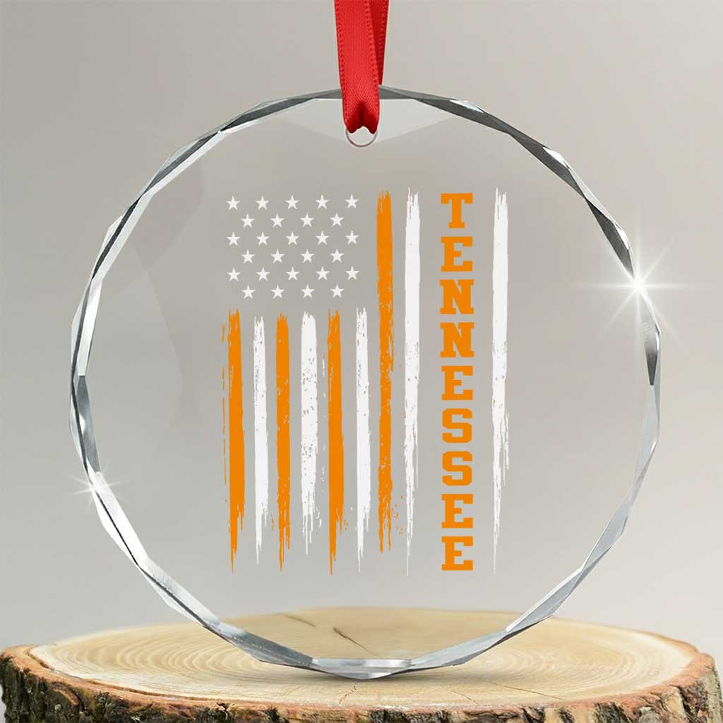 Vintage Tennessee Crystal Glass Ornament Retro Classic TN Orange Print Retro American Flag TS10 Transparent Glass 3'' Circle Print Your Wear
