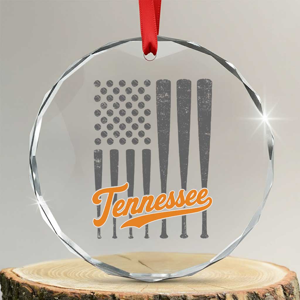 Vintage Tennessee Crystal Glass Ornament Retro Classic TN Orange Print Retro Baseball American US Flag TS10 Transparent Glass 3'' Circle Print Your Wear