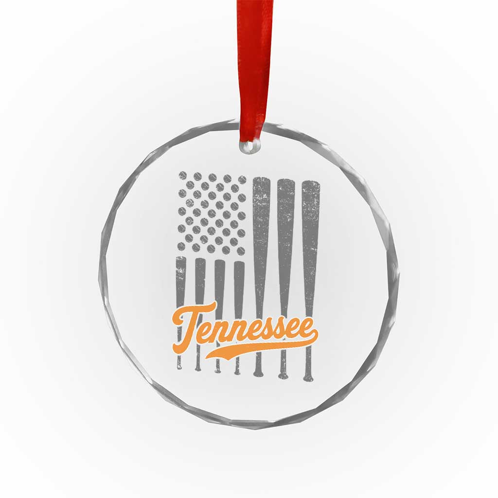 Vintage Tennessee Crystal Glass Ornament Retro Classic TN Orange Print Retro Baseball American US Flag TS10 Print Your Wear