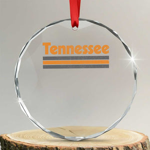 Vintage Tennessee Crystal Glass Ornament Retro Classic TN Orange Print Retro Three Stripe TS10 Transparent Glass 3'' Circle Print Your Wear