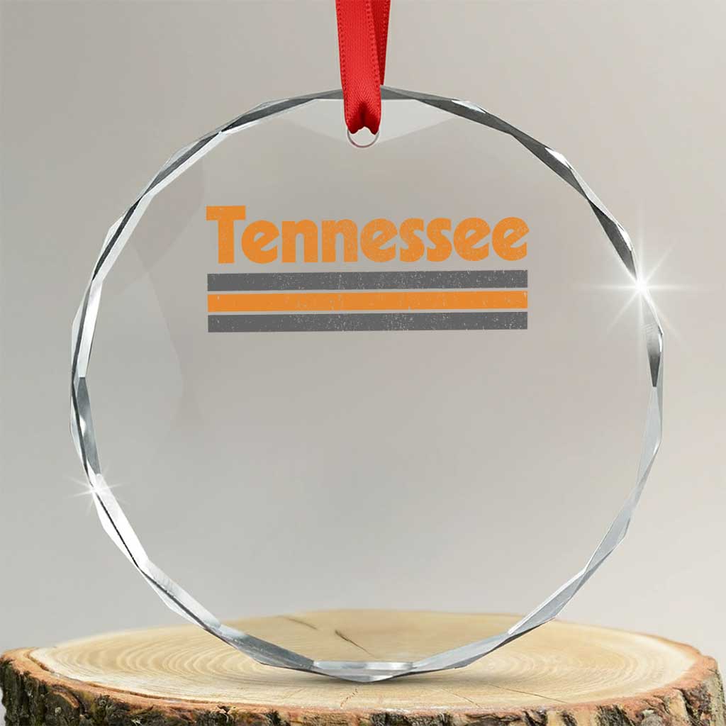 Vintage Tennessee Crystal Glass Ornament Retro Classic TN Orange Print Retro Three Stripe TS10 Transparent Glass 3'' Circle Print Your Wear