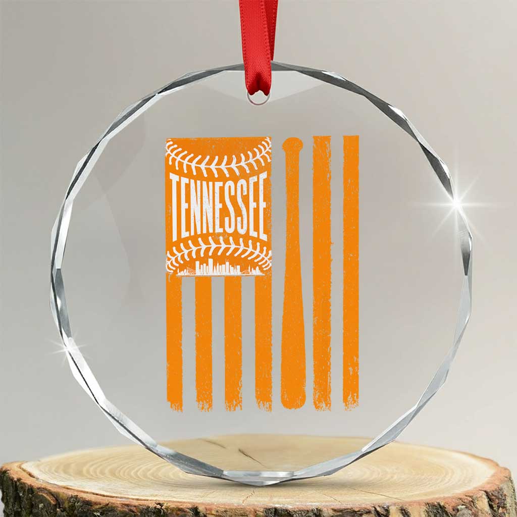 Vintage Tennessee Crystal Glass Ornament Retro Classic TN Orange Retro Baseball American US Flag TS10 Transparent Glass 3'' Circle Print Your Wear