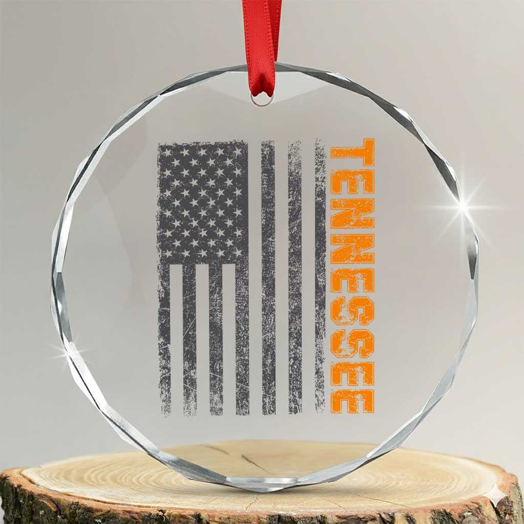 Vintage Tennessee Crystal Glass Ornament Retro Orange TN USA Flag Patriotic US State TS10 Transparent Glass 3'' Circle Print Your Wear