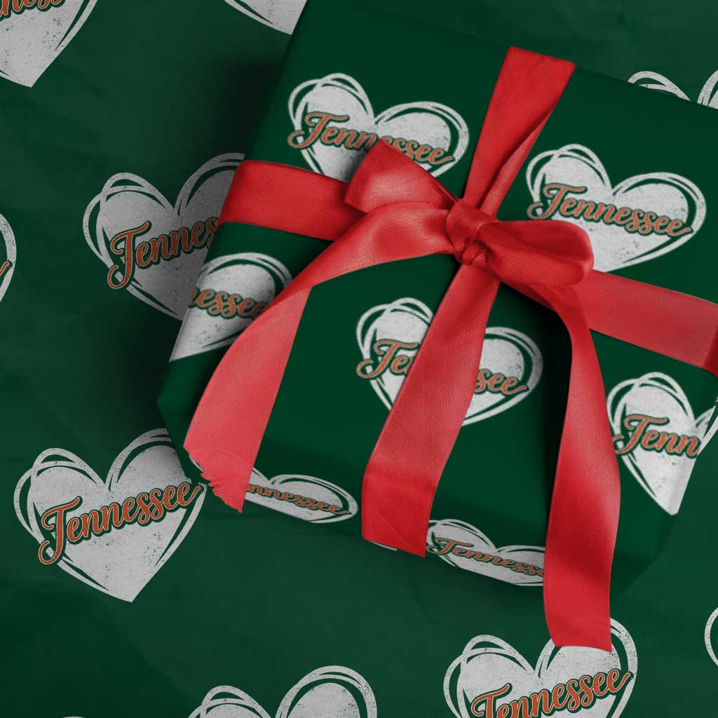 Vintage Tennessee Wrapping Paper Roll Heart Graphic TN Orange US State TS10 Green Print Your Wear