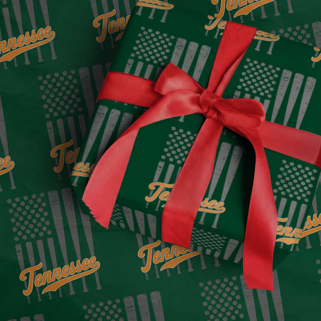 Vintage Tennessee Wrapping Paper Roll Retro Classic TN Orange Print Retro Baseball American US Flag TS10 Green Print Your Wear