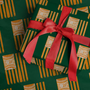 Vintage Tennessee Wrapping Paper Roll Retro Classic TN Orange Retro Baseball American US Flag