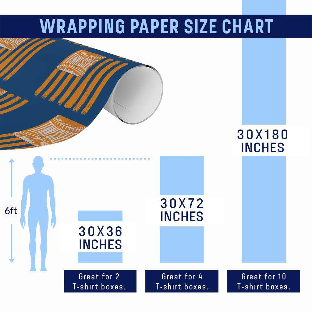 Vintage Tennessee Wrapping Paper Roll Retro Classic TN Orange Retro Baseball American US Flag