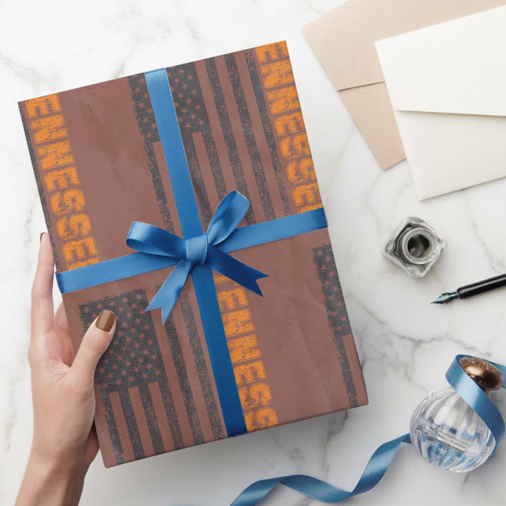 Vintage Tennessee Wrapping Paper Roll Retro Orange TN USA Flag Patriotic US State TS10 Mocha Print Your Wear