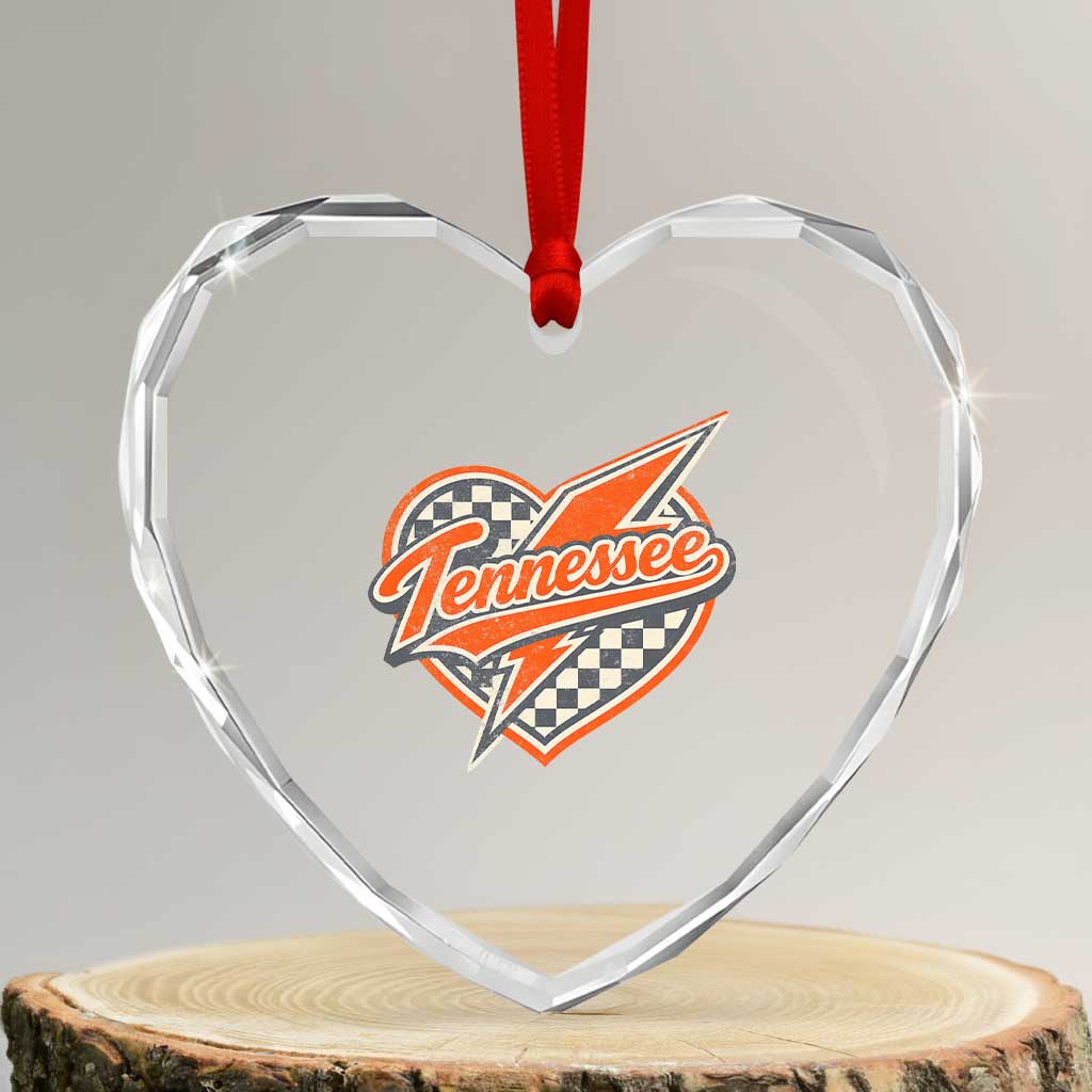 Vintage Tennessee Heart Crystal Glass Ornament Checkered Heart Love TN Orange US State TS10 Transparent Glass 3'' Heart Print Your Wear
