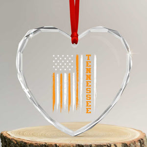 Vintage Tennessee Heart Crystal Glass Ornament Retro Classic TN Orange Print Retro American Flag