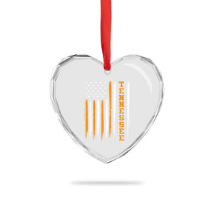 Vintage Tennessee Heart Crystal Glass Ornament Retro Classic TN Orange Print Retro American Flag