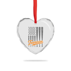 Vintage Tennessee Heart Crystal Glass Ornament Retro Classic TN Orange Print Retro Baseball American US Flag
