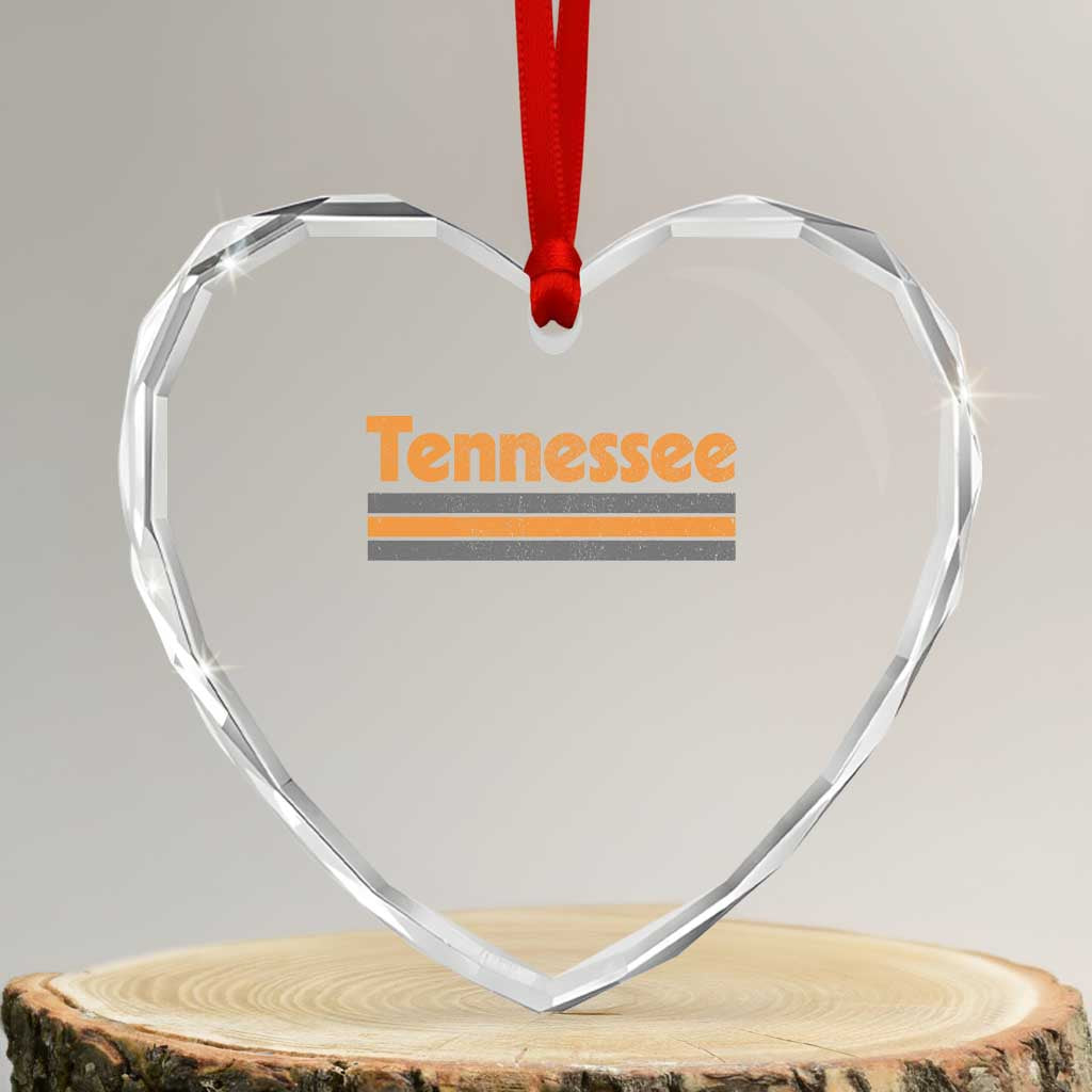 Vintage Tennessee Heart Crystal Glass Ornament Retro Classic TN Orange Print Retro Three Stripe