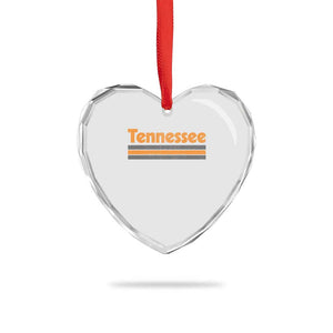 Vintage Tennessee Heart Crystal Glass Ornament Retro Classic TN Orange Print Retro Three Stripe