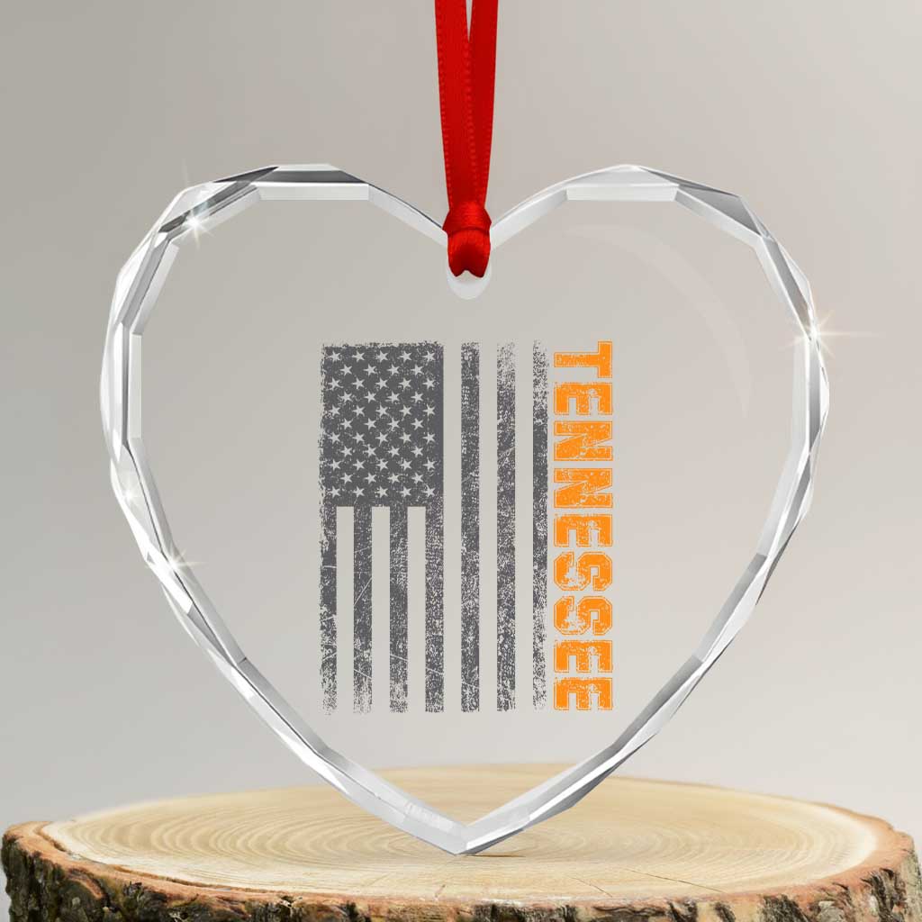 Vintage Tennessee Heart Crystal Glass Ornament Retro Orange TN USA Flag Patriotic US State TS10 Transparent Glass 3'' Heart Print Your Wear