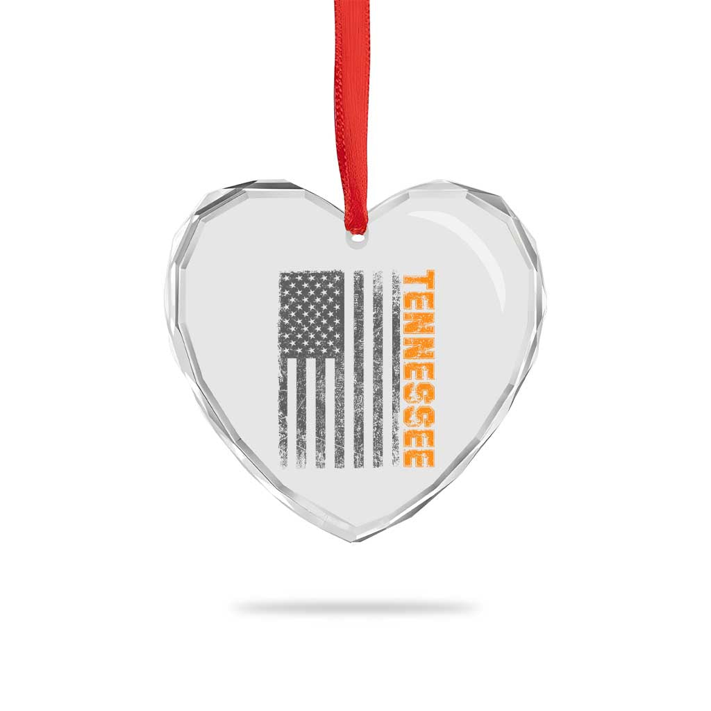 Vintage Tennessee Heart Crystal Glass Ornament Retro Orange TN USA Flag Patriotic US State TS10 Print Your Wear