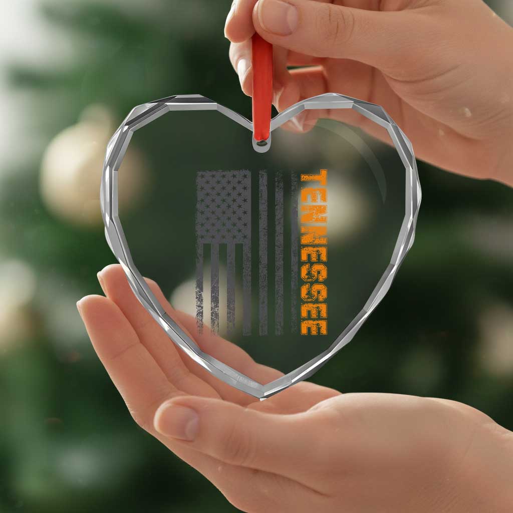 Vintage Tennessee Heart Crystal Glass Ornament Retro Orange TN USA Flag Patriotic US State TS10 Print Your Wear
