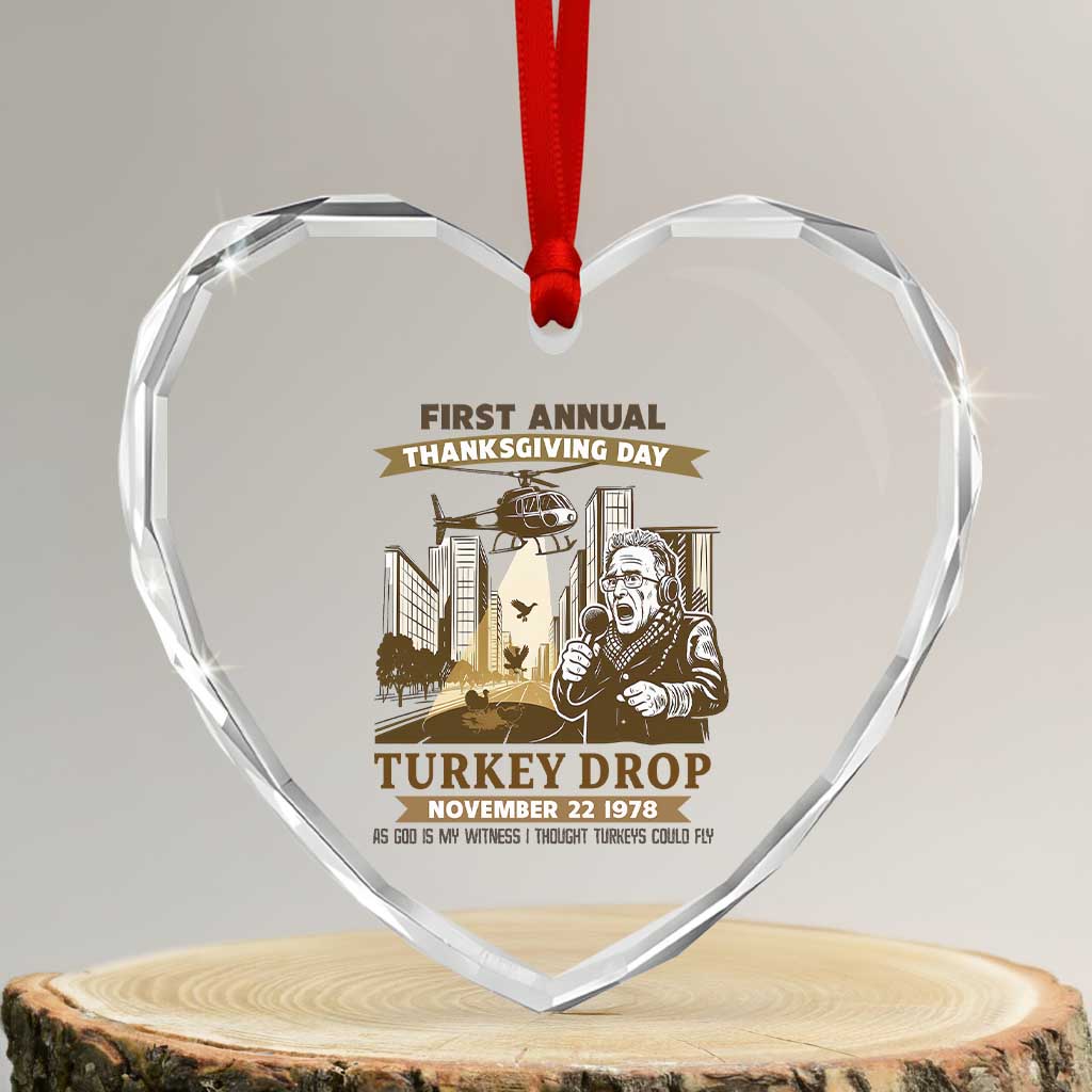 Vintage Thanksgiving Turkey Drop Heart Crystal Glass Ornament Funny 1978 Helicopter Scene Classic TV Moment TS02 Transparent Glass 3'' Heart Print Your Wear