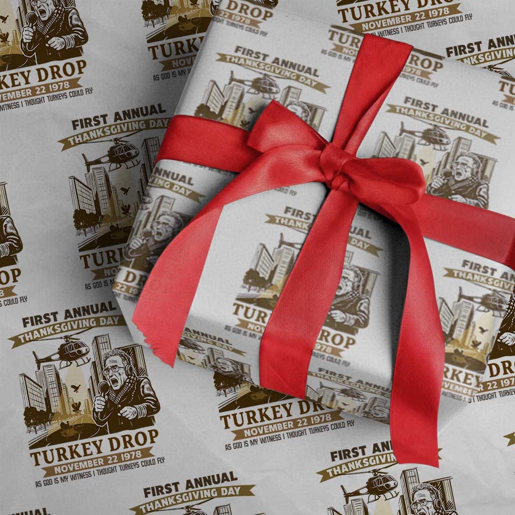 Vintage Thanksgiving Turkey Drop Wrapping Paper Roll Funny 1978 Helicopter Scene Classic TV Moment TS02 White Print Your Wear