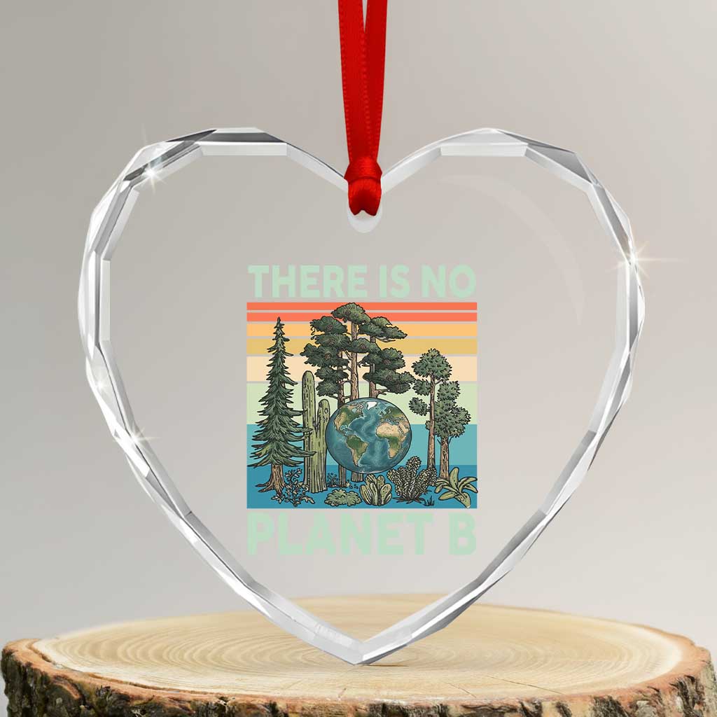 Vintage There Is No Planet B Earth Day Gift Heart Crystal Glass Ornament TS12 Transparent Glass 3'' Heart Print Your Wear