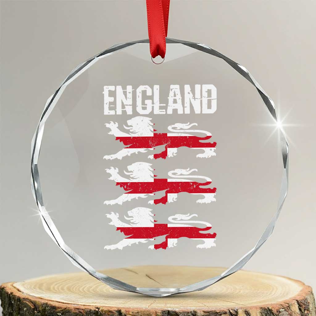 Vintage Three Lions England Pride Crystal Glass Ornament Patriotic Soccer British Football Fans TS02 Transparent Glass 3'' Circle Print Your Wear
