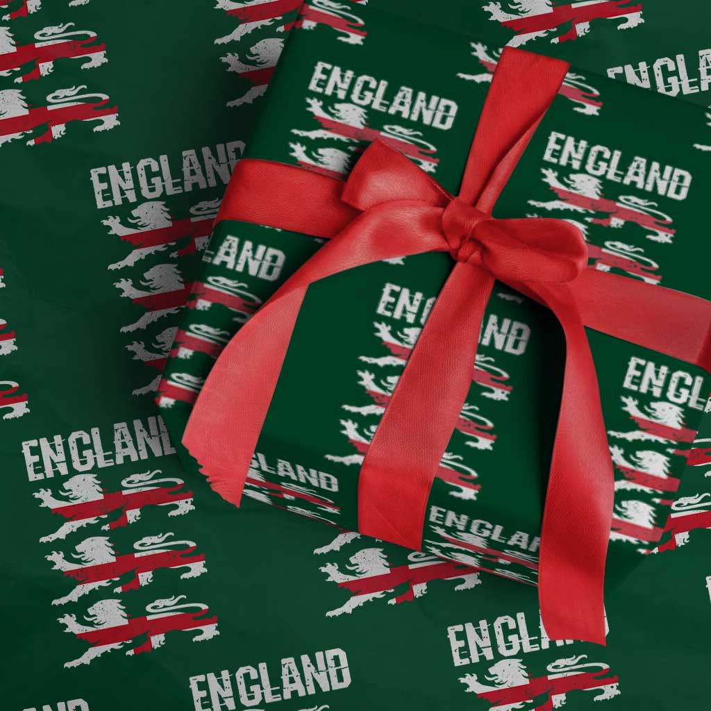 Vintage Three Lions England Pride Wrapping Paper Roll Patriotic Soccer British Football Fans