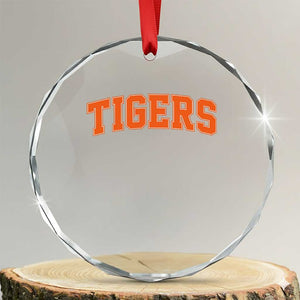 Vintage Tiger Crystal Glass Ornament Varsity Name Vintage Sports Jersey Style TS10 Transparent Glass 3'' Circle Print Your Wear