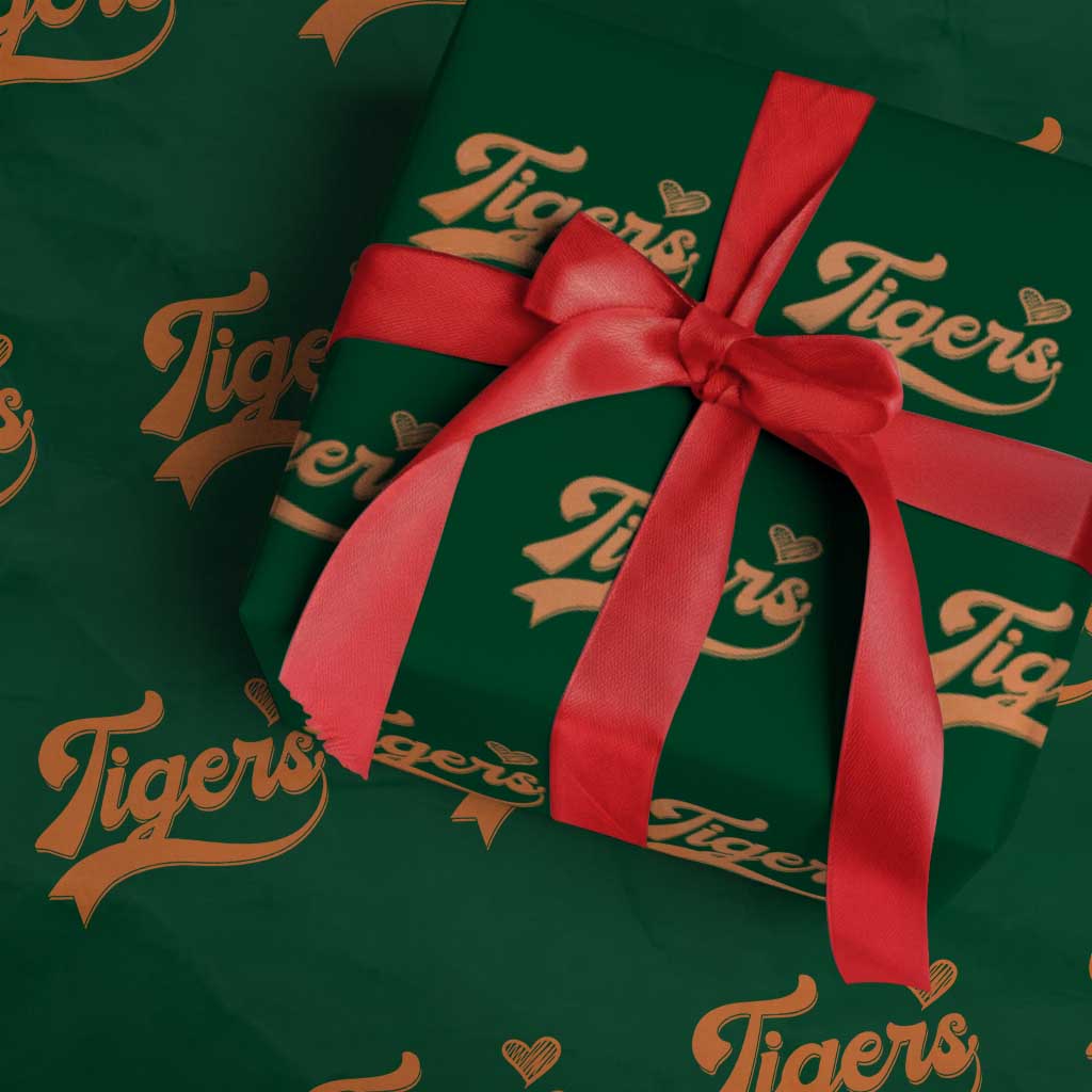 Vintage Tiger Wrapping Paper Roll Varsity Name Script Vintage Sports Jersey Style TS10 Green Print Your Wear