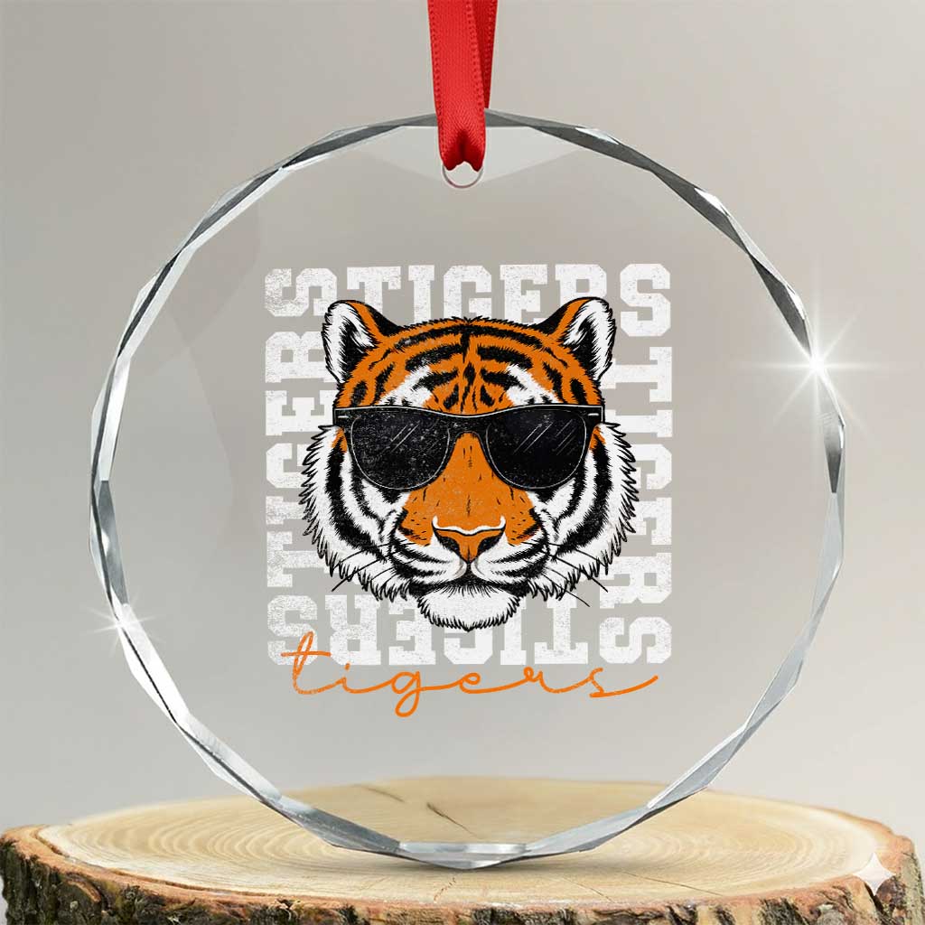Vintage Tigers Crystal Glass Ornament Vintage Sports Inspirational Athletic Name TS10 Transparent Glass 3'' Circle Print Your Wear