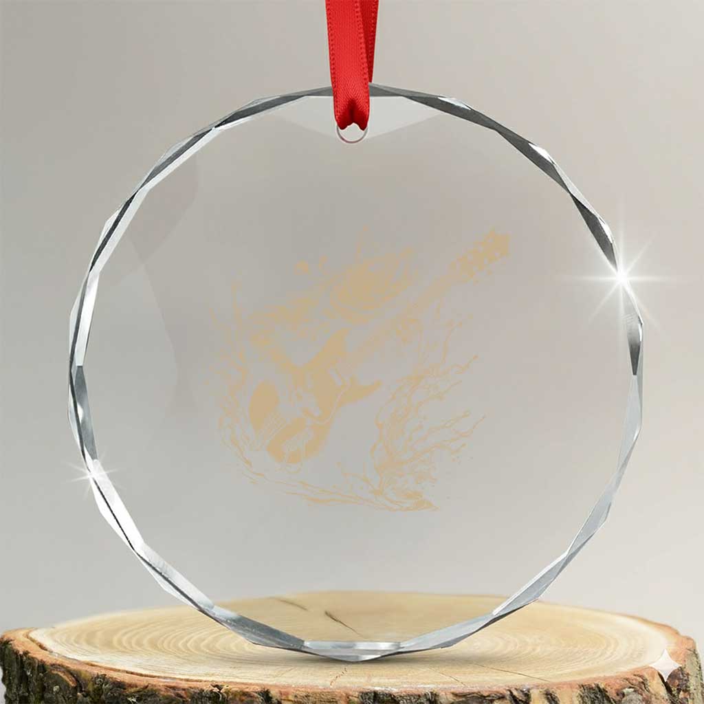 Vintage Trout Playing Guitar Crystal Glass Ornament Funny Fishing Musician Gift TS12 Transparent Glass 3'' Circle Print Your Wear