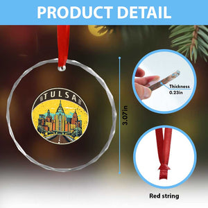 Vintage Tulsa Oklahoma Cityscape Pride Crystal Glass Ornament TS12 Print Your Wear