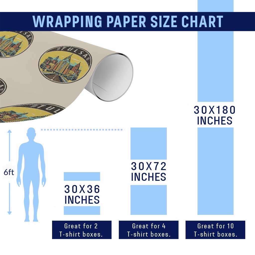 Vintage Tulsa Oklahoma Cityscape Pride Wrapping Paper Roll TS12 Print Your Wear
