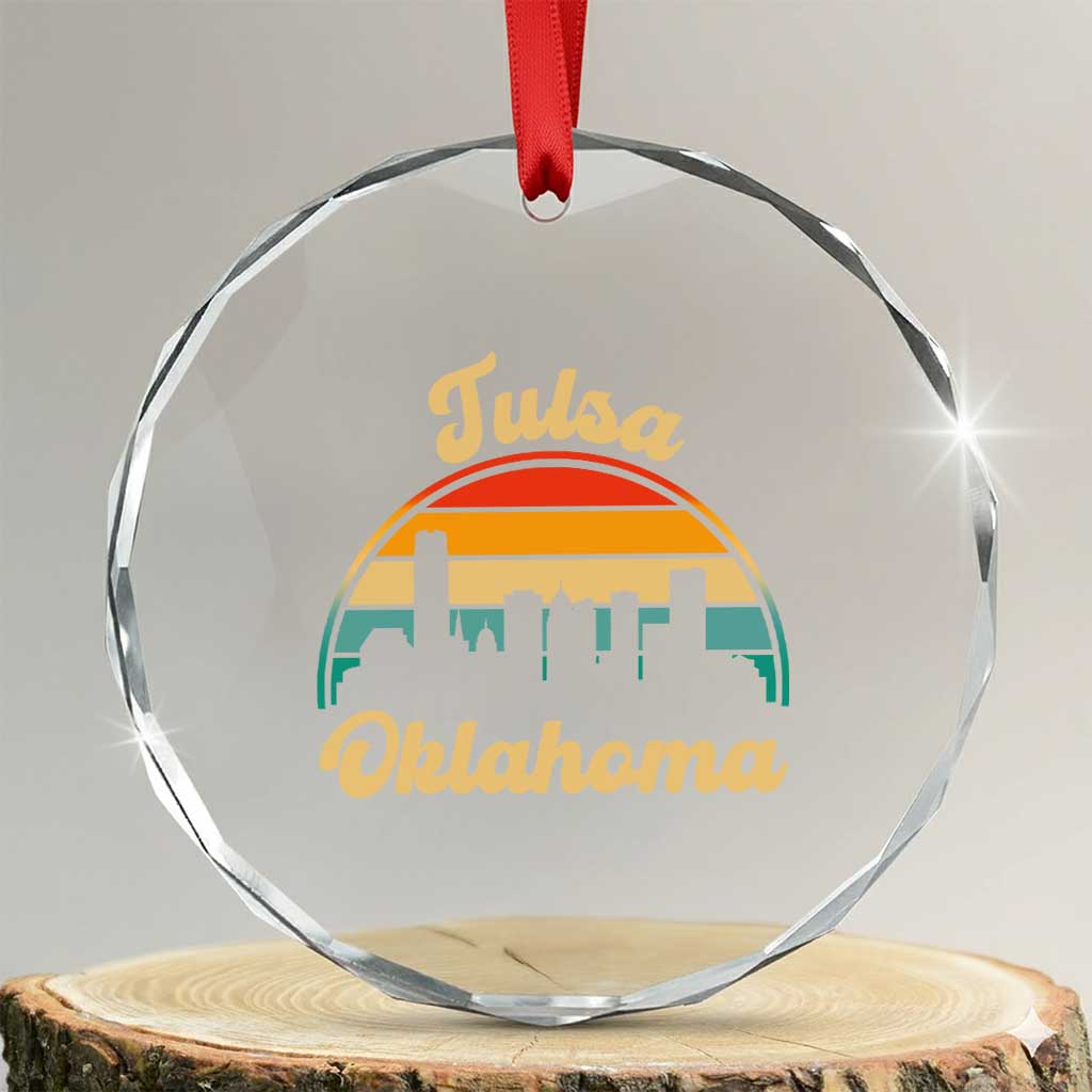 Vintage Tulsa Oklahoma Pride Crystal Glass Ornament Proud Oklahoman Gift TS12 Transparent Glass 3'' Circle Print Your Wear