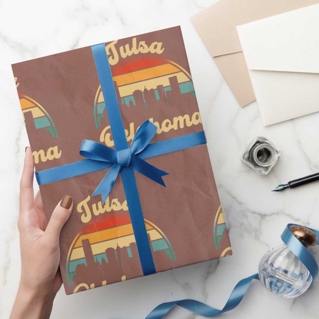 Vintage Tulsa Oklahoma Pride Wrapping Paper Roll Proud Oklahoman Gift TS12 Mocha Print Your Wear