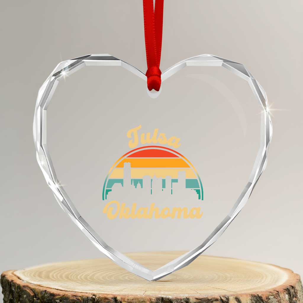 Vintage Tulsa Oklahoma Pride Heart Crystal Glass Ornament Proud Oklahoman Gift TS12 Transparent Glass 3'' Heart Print Your Wear