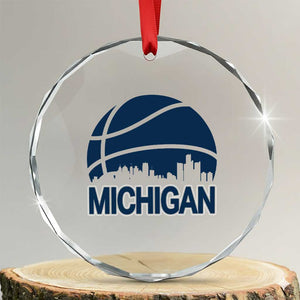 Vintage Urban Michigan Skyline Crystal Glass Ornament Gift For Basketball Fan TS12 Transparent Glass 3'' Circle Print Your Wear