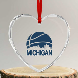 Vintage Urban Michigan Skyline Heart Crystal Glass Ornament Gift For Basketball Fan TS12 Transparent Glass 3'' Heart Print Your Wear