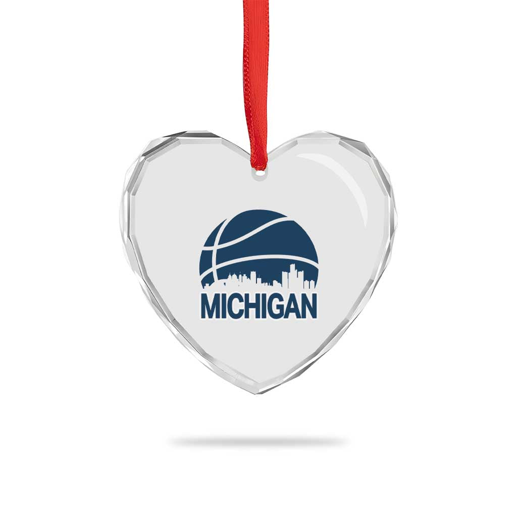 Vintage Urban Michigan Skyline Heart Crystal Glass Ornament Gift For Basketball Fan TS12 Print Your Wear