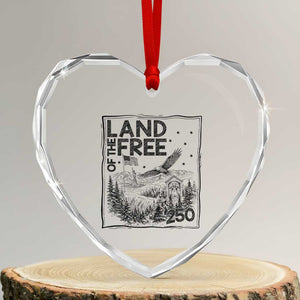 Vintage USA 250 Patriotic Pride Heart Crystal Glass Ornament Land Of The Free
