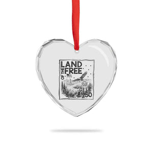 Vintage USA 250 Patriotic Pride Heart Crystal Glass Ornament Land Of The Free