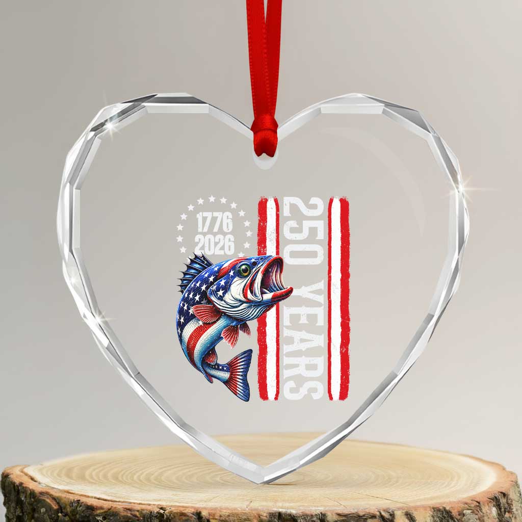 Vintage USA 250th Anniversary Bass Fishing Patriotic Gift Heart Crystal Glass Ornament TS12 Transparent Glass 3'' Heart Print Your Wear
