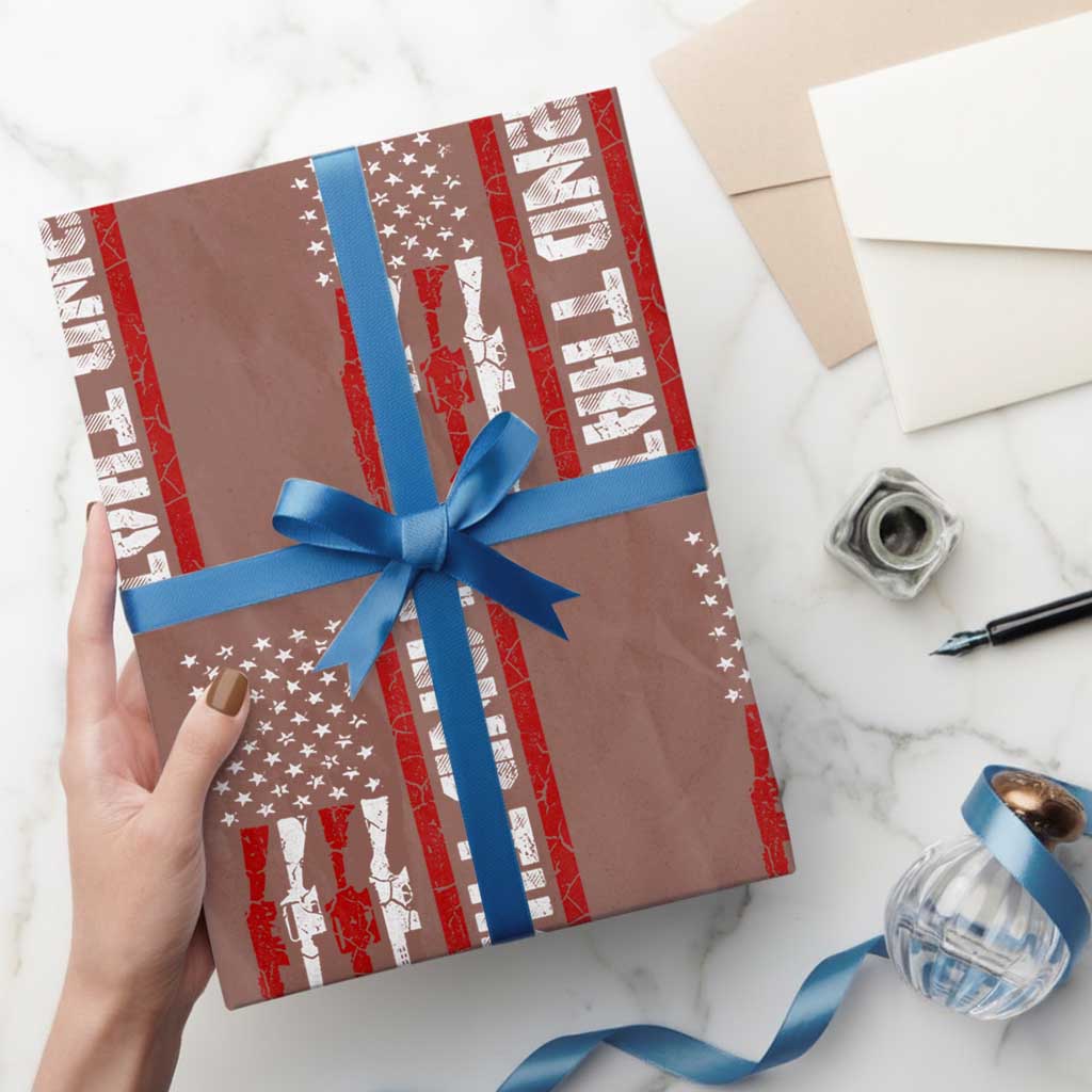 Vintage USA Flag 2nd Amendment Wrapping Paper Roll Pro Gun Lovers TS10 Mocha Print Your Wear